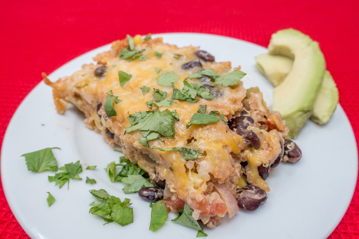 This vegetarian Mexican casserole recipe is easy, flavorful, and filling
