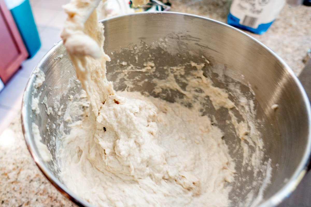Mix the ingredients for this basic bread dough recipe until just combined