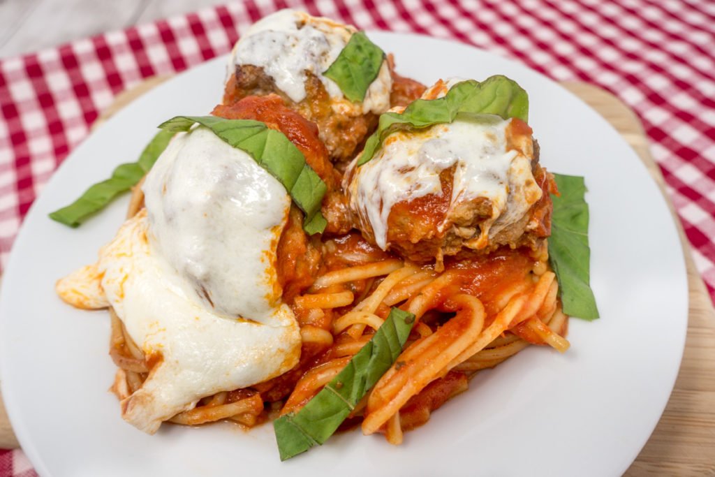 Baked spaghetti and meatballs is a tasty family favorite
