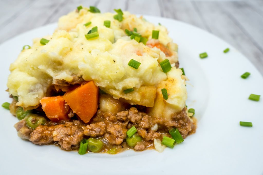 Shepherd's pie with beef is a simple, filling dish with lots of vegetables