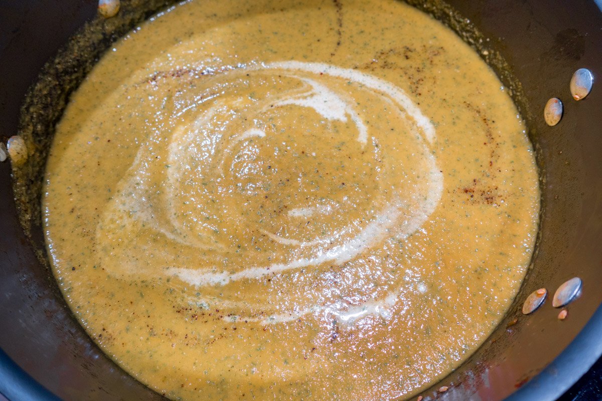 Add heavy cream to make your roasted tomato soup recipe even smoother