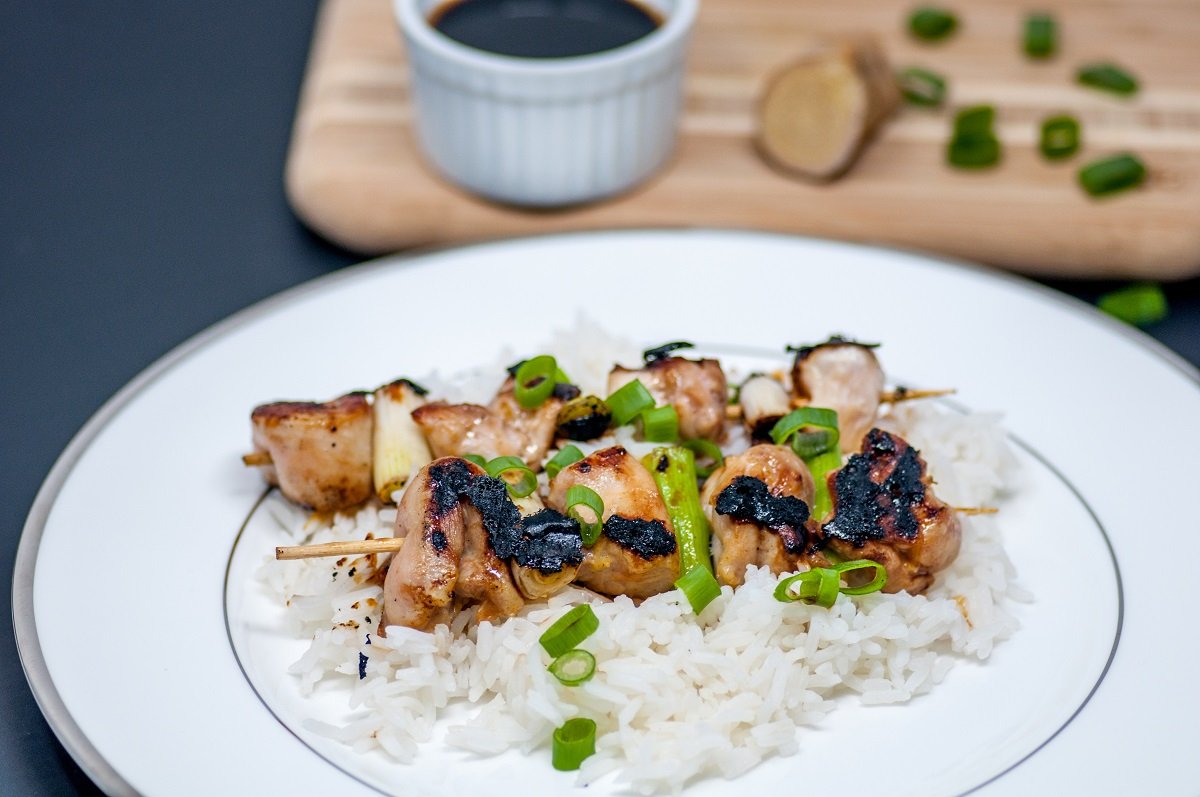 This chicken yakitori recipe includes chicken thighs, scallions, and a delicious homemade yakitori sauce
