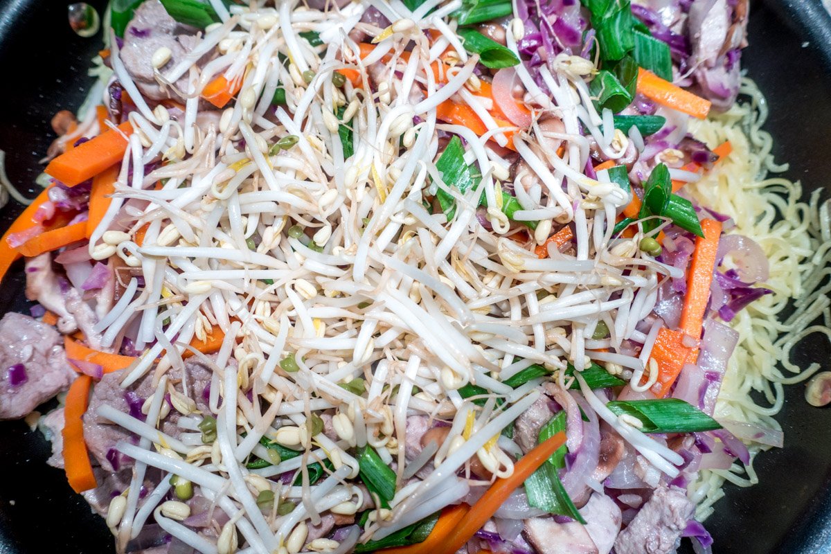 This pork yakisoba stir-fry recipe is loaded with fresh vegetables